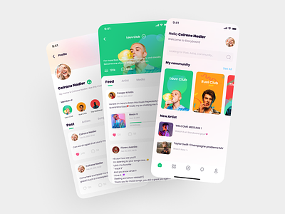 StoryBoard App Design 2021 app application community design feed figma icon lauv media mobile music app music art profile superstar taylor swift ui ux