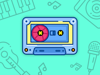 Dribbble Retro Cassette app branding design flat icon identity illustration logo mobile ui ux vector website