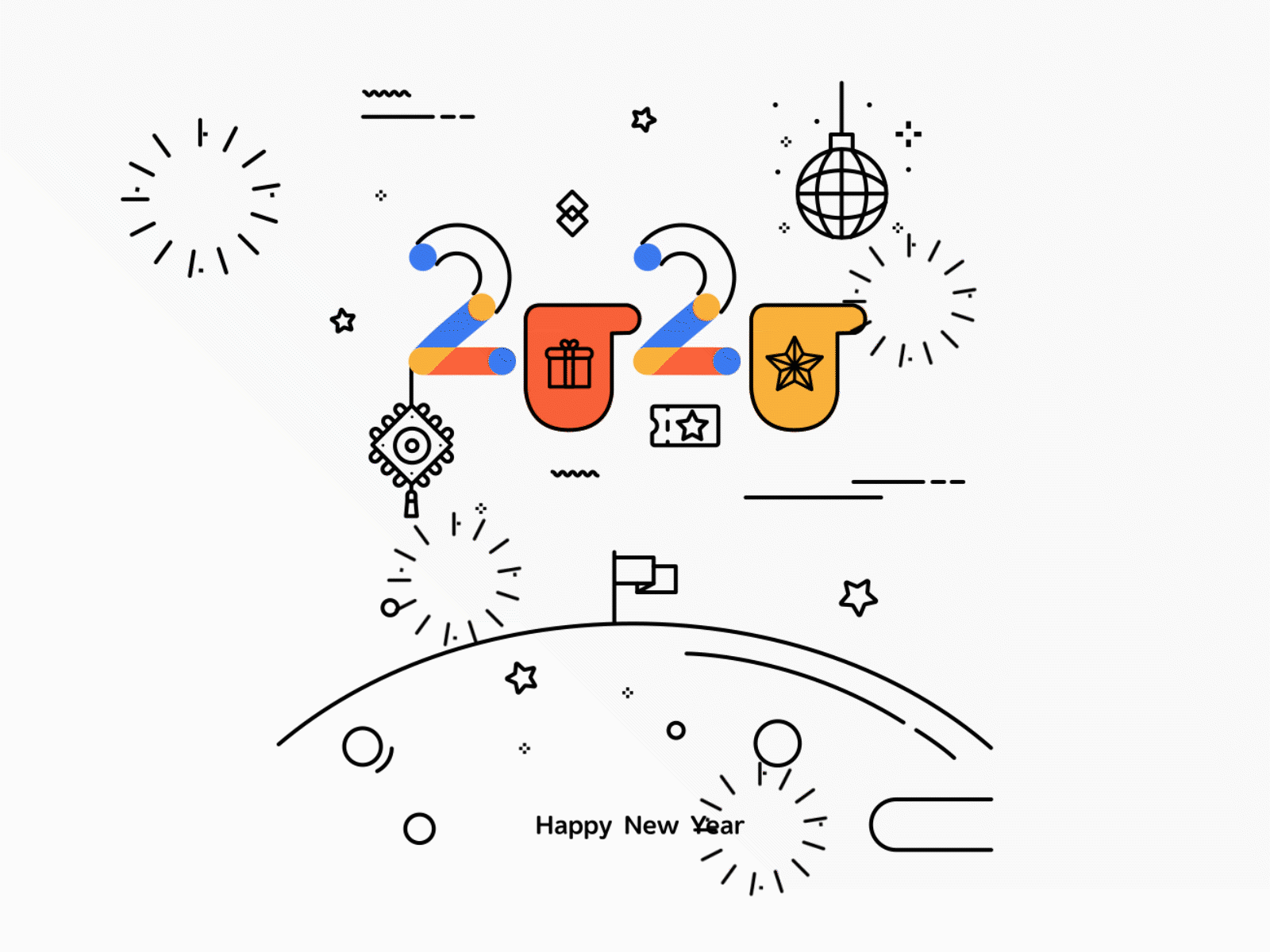 Happy New Year!乐卡2020春节启动页 app branding design flat gif gif animation graphic identity illustration logo mobile vector