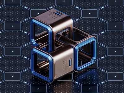 Metal Forms. Cube. 3d 3d art 3d max coronarender design geometric glow grids illusion illustration isometric logo metalic product detail visualisation