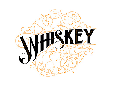 Whiskey black gold lettering logotype vector whiskey