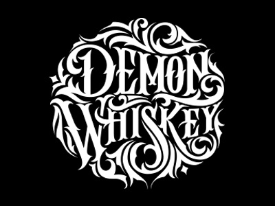 Demon whiskey demon lettering whiskey