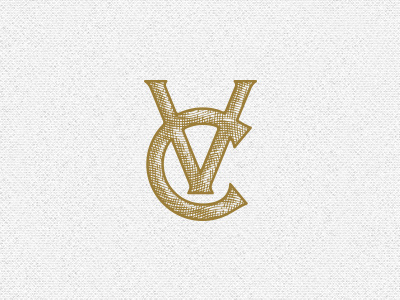 VC Monogram etching gold letter logotype monogram