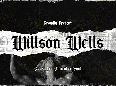 Wilson Wells - Blackletter Font blackletter brush calligraphy decorative display fraktur gothic graffiti handdrawn handlettering lettering medieval tattoo