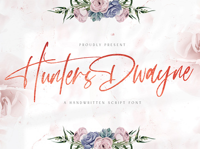 Hunthers Dwayne - Handwritten Font bold brush calligraphy elegant handlettering handwritten handwritting ligatures lovely modern script stylish vintage whimsical