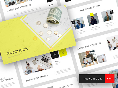Paycheck - Finance PowerPoint Template agency branding business company corporate economy finance finance business financial marketing modern money powerpoint powerpoint template presentation promotion template