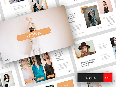 Nona - Fashion PowerPoint Template fashion feminim girl layout lifestyle powerpoint presentation women