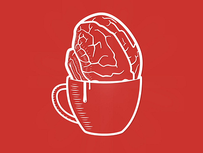 Burnout dip brain brain coffee brain tea burnout burnout dip digital illustration illustration