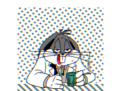 Monday mood black bugs bunny cartoon character comic art drunk illustration ink looney tunes minimal monday mood rgb sketch smoke vector