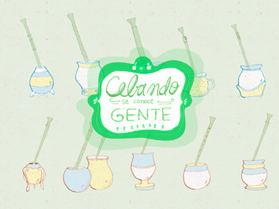 Cebando mate argentina green hand lettering icons illustration lettering mate pattern