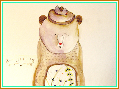 Bear for Jef aquarelle bear hat illustration watercolor