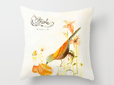 Oriole // Birds collection bird christmas gifts cushion orange oriole pillow