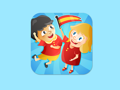 App Icon Design II app boy color flag girl happy icon joy kids mobile