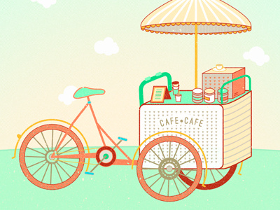 Coffee bike bike brand bright clouds coffee illustration mobile vector