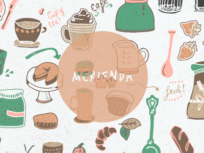 Merienda pattern bread bundle cake coffee illustrator jar kitchen pattern set spoon sweet tea