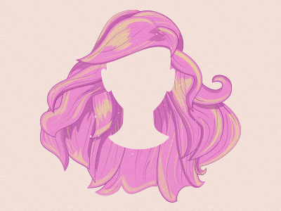 Pink wig app game girl hair lights pink vector waves wig