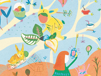 Easter Illustration / Kids in the woods brushes easter illustration pack painting vector wood
