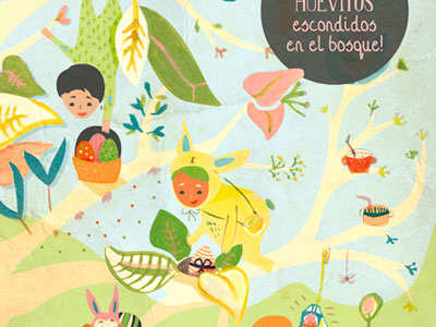 Easter Illustration / Kids in the woods II eastern eggs illustration kids vector