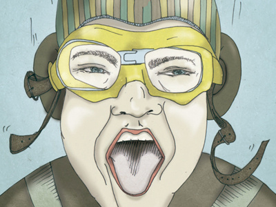 Aviador for magazzine aviator editorial face illustration la nube mag