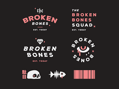 Broken Bones Squad – 01 badge badge design badge logo illustrator logo design lowbrow lowbrow art occult procreate skull art typography typography design typography logo vector vector art