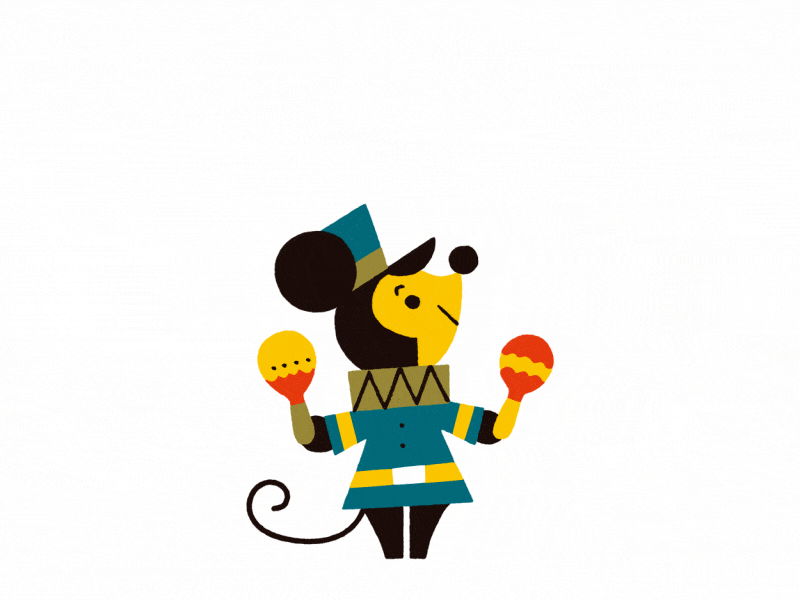 Mouse meets bird animation character design illustration