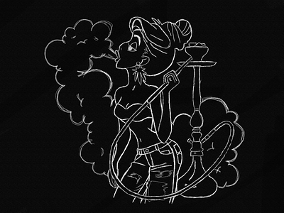 Hookah princess art black and white design icon illustration logo picture