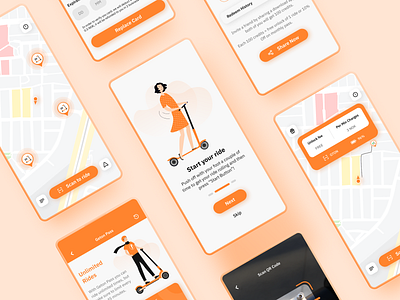 Scooter Sharing app app concept app design application design illustration scooter sharing typography ui ui ux ui app ux