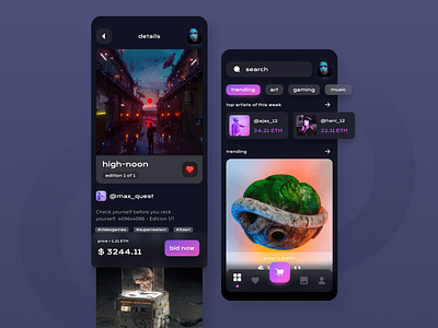 An App for NFT marketplace app concept app dashboard app design application bitcoin crypto exchange cryptocurrency ethereum marketplace minimal nft ui ux