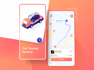 On Demand Towing App android app app concept app dashboard app design application ios app design minimal towing typography ui ui ux ux