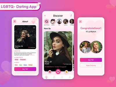 LGBTQ Dating Apps animation app app concept app design app development branding custom app development design graphic design illustration lgbtq dating app logo motion graphics ui ux vector