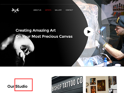 Website design for Tattoo Studio branding design illustration ink hunter like app minimal tattoo app tattoo design apps tattoo designer app tattoo planner typography ui ux vector virtual tattoo web website