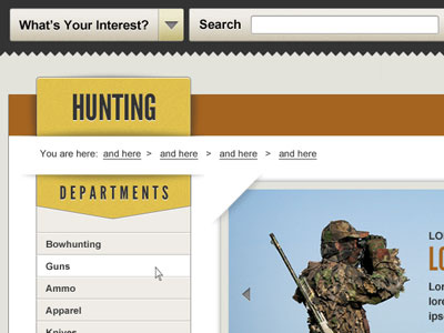 Product UI 2 hunting product website