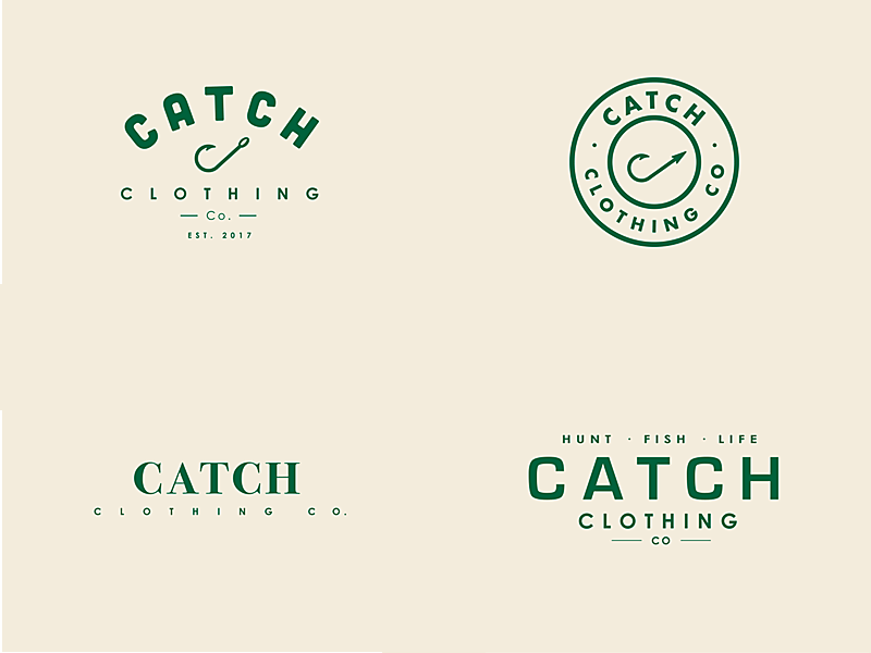 Catch Logo arrow badge branding clothing fish fishing hook hunt hunting logo outdoors seal