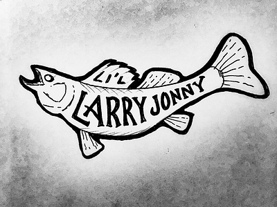Li’l Larry Jonny angling brand fish hand lettering ink logo walleye
