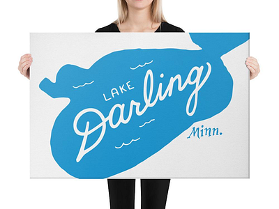 Lake Darling canvas print handlettering lakelogos minnesota mn wall art