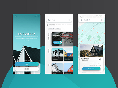 Suburbia app branding design ui ux