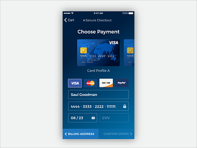 Credit Checkout - Daily UI 002 blue card checkout credit dailyui ios mobile payment visa