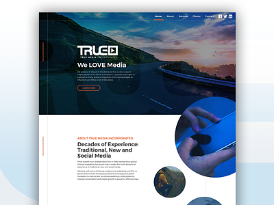 True Media Inc. Homepage Concept adventure blue media social true