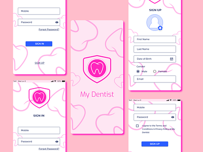 My Dentist Mobile App - Signup Flow adobe xd adobe xd design android app design design invisionapp ios app design mobile app design mobile design mobile ui ui ux