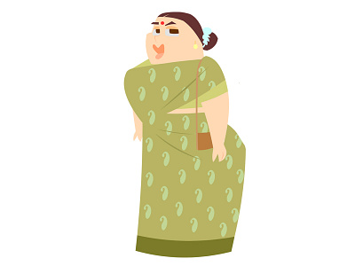 Middle class Tamil Women 2d animation character design flash flat design.