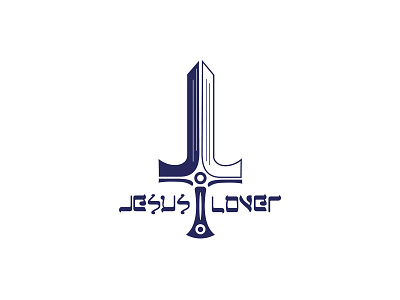 Jesus Lover white and blue flat jesus christ logo