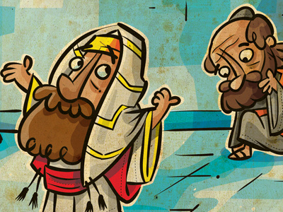 Dbf Pharisee and Tax collector bible character illustration kidslitart