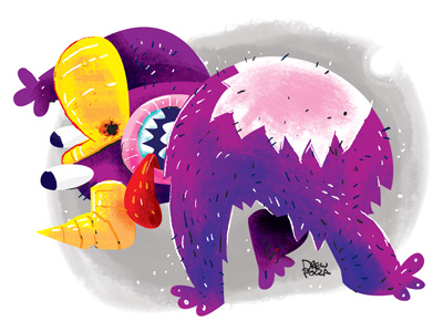 Wild thing flipping the dog cartoon character design illustration monster yoga