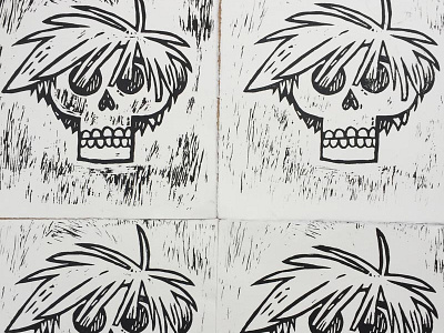 Andy Warhol andy warhol block printing hand print ink linocut print skull