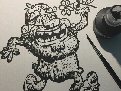 Sasquatch brush character character design inks