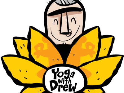 Yoga with Drew cartoon illustration lotus vector yoga