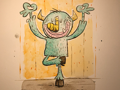 Tree pose brushes.monster character character design inks yoga