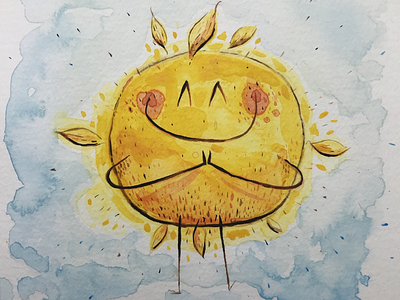 Sun character design sun watercolors yoga