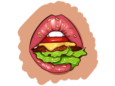 ham lips art design illustration procreate