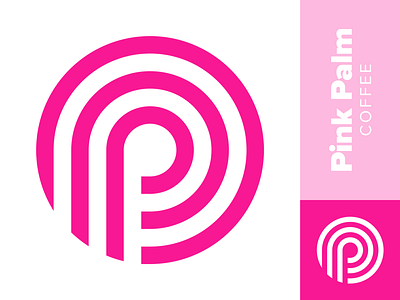 Pink Palm Coffee Branding badge brand identity branding coffee design icon logo pink stamp typography